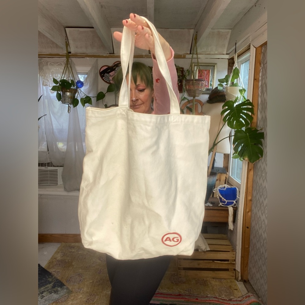 AG Adriano Goldschmied White cream Logo Tote